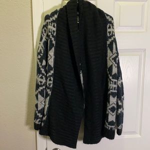 Plus size blue, black and gray bohemian sweater